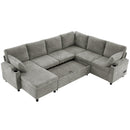 U-Shaped Sectional Sleeper Sofa With Ample Storage Space, 2 Cup Holders And Charging Ports For Living Room by HouseOfZazla