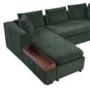 Modern L Shaped Sectional Sofa With Upholstery And Wooden Storage by HouseOfZazla
