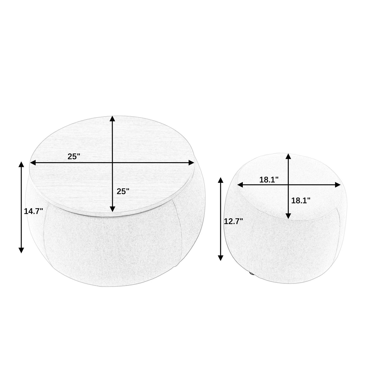 Round Storage Ottoman, 2 In 1 Function, End Table And Ottoman, photo 16 of 16