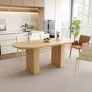 Oval Dining Table With Wood Strip Base