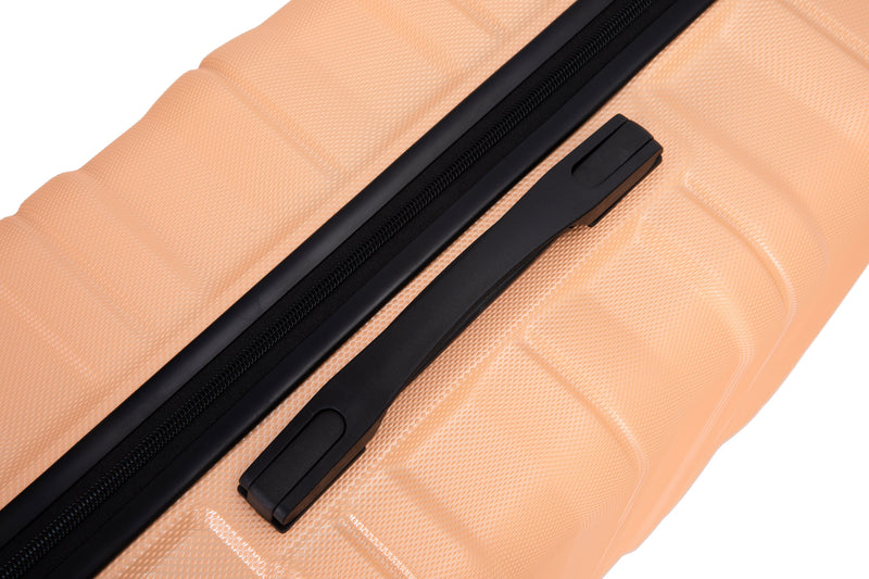 3 Piece Luggage Sets PC Lightweight & Durable Expandable Suitcase with Two Hooks, Spinner Wheels, TSA Lock, (21/25/29) Peach