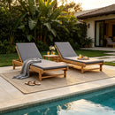 Light Teak Acacia Wood Chaise Lounge Set