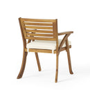 Outdoor Hermosa 5 Piece Wood Dining Set With Cushions - Teak / Beige by HouseOfZazla
