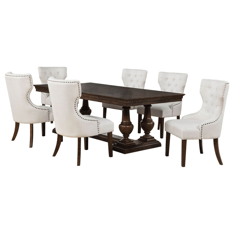 Ridgewell 7-piece Rectangular Trestle Dining Set Dark Oak, photo 7 of 7