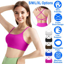 Women Cross Back Sport Bras Padded StrappyÊCrop Open Back Low Impact Bras SexyÊFitnessÊTank Tops with Removable Pads Thin Straps for Gym Yoga Workout