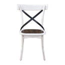 2 Pieces Set Dining Side Chair Rustic Modern Farmhouse Design Retro Design With Metal X Design - Antique Dark Oak / Antique White
