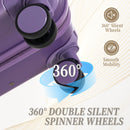 HIFINE Tourist 3-Piece ABS Spinner Wheel Luggage Set (Purple)