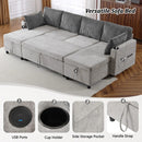 Sectional Sofa Bed With Pull Out Sleeper, USB Ports, Cup Holders by HouseOfZazla