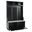 4-in-1 Entryway Bench with Coat Rack, Cushion and 4 Sturdy Hooks, 47.2" Wide Hall Tree with Storage Bench for Hallway, Entryway, Living Room