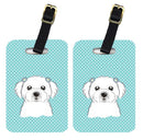 Checkerboard Blue Maltese Luggage Tag