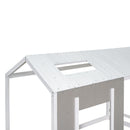 Twin Size House Platform Bed With Roof And Window - Natural / White by HouseOfZazla