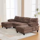 U-Shaped Sectional Sofa 103.5" Fabric Couch With Dual Chaise Lounges, Storage Pockets, Armrest Pillows by Unique Piece Furniture