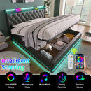 Upholstered Bed, 360 Surround LED Function, Remote Control, Hydraulic Storage Bed With USB, Type-C Charging (Without Mattress) by HouseOfZazla