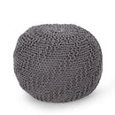 Hazel Modern Knitted Cotton Yarn Round Pouf - Dark Gray by HouseOfZazla