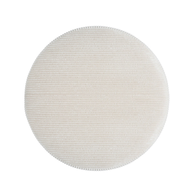 Upholstered Round Ottoman,Beige,Corduroy