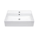 Modern Ceramic Rectangular Wall Mounted Bathroom Sink With Faucet Hole & Overflow