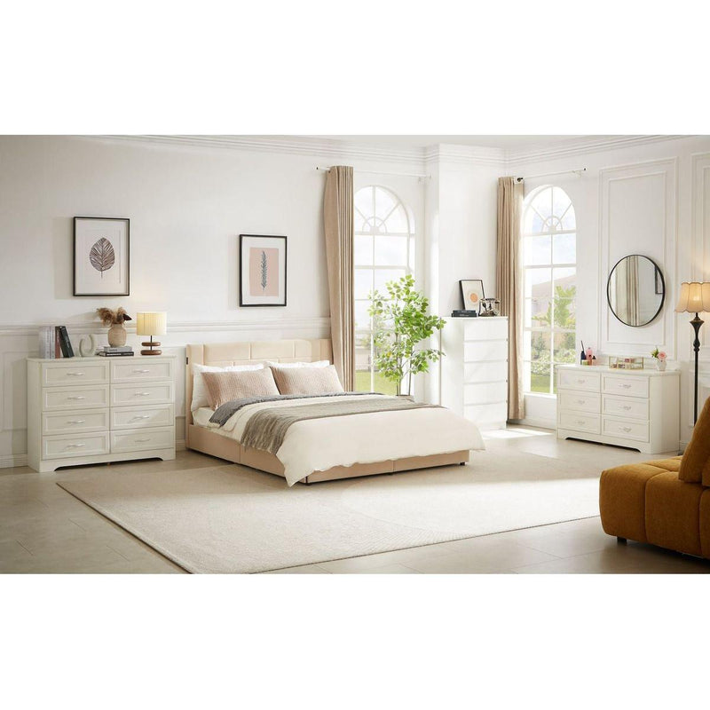 Modern 3 Drawer Bedroom Chest of Drawers with 8 Drawers Dresser, Clothes Organizer -Metal Pulls for Living Room, Bedroom, Hallway, White, 47.6" x 15.7" x 36.7"