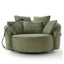 Swivel Accent Barrel Chair With Adjustable Phone Holder, 5 Pillows For Living Room