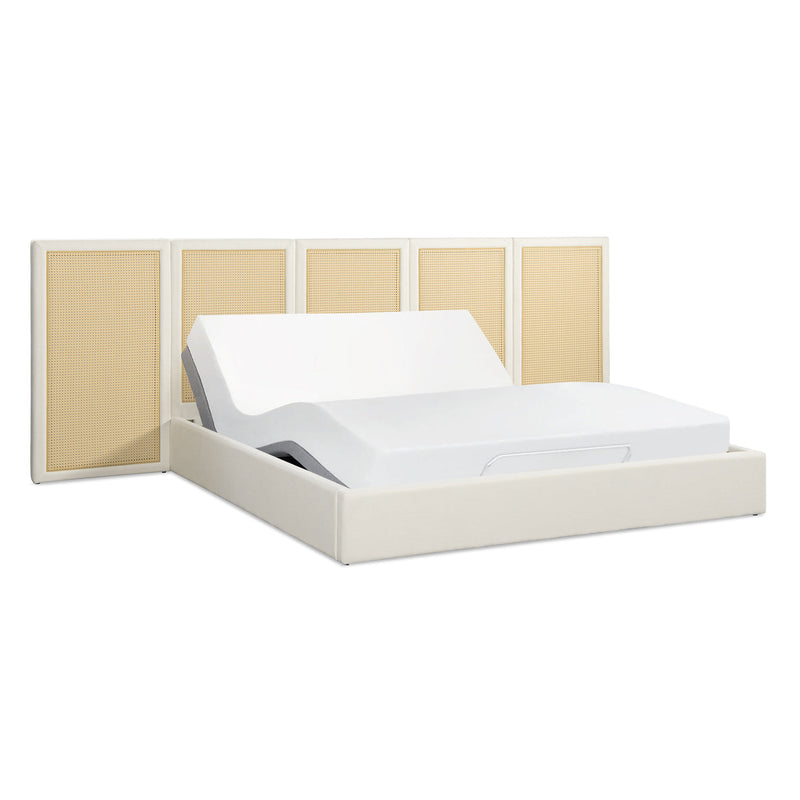 Capri Extended Headboard Cane Platform Bed, Antique, photo 5 of 10