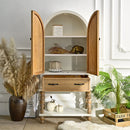 Arched Flower Carved Door Accent Sideboard Cabinet With 1 Drawer And Shelf, Cabinet For Kitchen - Natural / White by HouseOfZazla