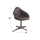 Pipino - Top Grain Leather Accent Chair With Swivel - Antique Ebony by HouseOfZazla