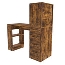 Computer Desk With 4 In 1 Socket & 3 Drawers, 4 Tier Shelves by HouseOfZazla