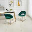 Accent Chairs Set of 2, Velvet Side Chairs with Gold Legs, Mid-Century Upholstered Dining Chairs for Living Room, Kitchen, Bedroom, Beauty Room