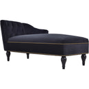 58" Velvet Chaise Lounge, Button Tufted Right Arm Facing Lounge Chair with Nailhead Trim & Solid Wood Legs for Living Room or Office, Sleeper Lounge Sofa (Black)