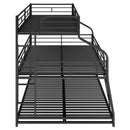 Twin Long / Full Long / Queen Triple Bunk Bed With Long And Short Ladder And Full-Length Guardrails - Black by Unique Piece Furniture