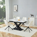 Dining Table With Geometric X Frame For Kitchen Or Dining Room - White Marble by HouseOfZazla