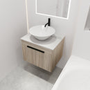 24" Modern Design Float Bathroom Vanity With Ceramic Basin Set, Wall Mounted White Oak Vanity With Soft Close Door, KD-PackingD-Packing Pieces