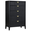 California King 5 Piece Bedroom Set With Fluted Detailing - Black