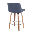 Toriano - Mid-Century Modern Fixed Height Counter Stool With Round Footrest (Set of 2) by HouseOfZazla