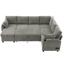 U-Shaped Sectional Sleeper Sofa With Ample Storage Space, 2 Cup Holders And Charging Ports For Living Room by HouseOfZazla