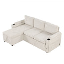 Convertible L Shaped Sofa Couch With Storage, Cup Holders, USB Ports by HouseOfZazla