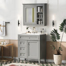 Bathroom Vanity With Medicine Cabinet, Royal Mirror Cabinet, Modern Bathroom Storage Cabinet With 2 Soft Closing Doors And 4 Drawers by Unique Piece Furniture