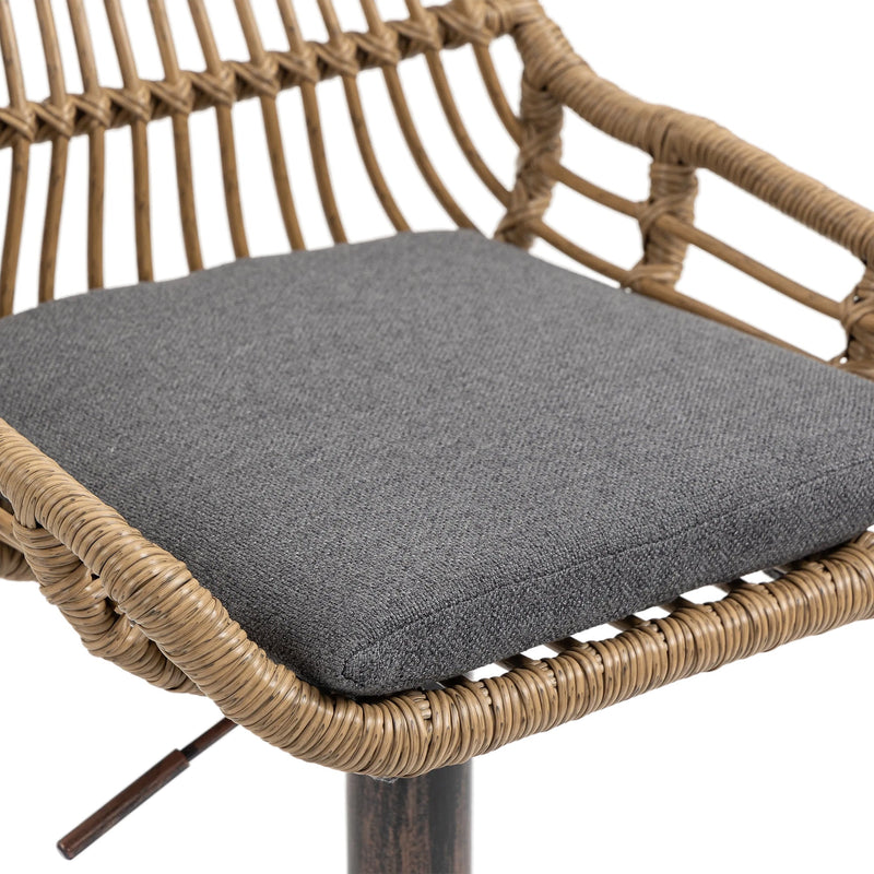 COOLMORE Modern Swivel Bar Stools Set of 2 Adjustable Counter Height Chairs with Footrest in Gray Linen