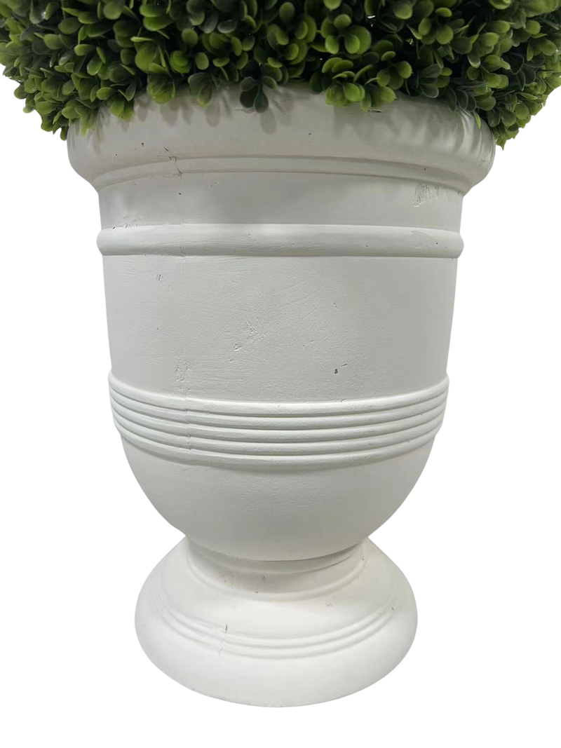 24" Ball Topiary in White Pot, Artificial Faux Plant for indoor and outdoor