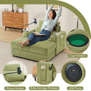 Modern Style Armchair Chaise Lounge Sofa Couch With Movable Storage Ottoman, USB Ports, Cup Holders, Phone Holder, Side Pockets by HouseOfZazla