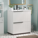 Fluted Bathroom Vanity With Ceramic Sink and Soft-Close Slides by HouseOfZazla