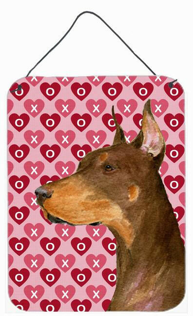 Doberman Hearts Love and Valentine's Day Portrait Wall or Door Hanging Prints