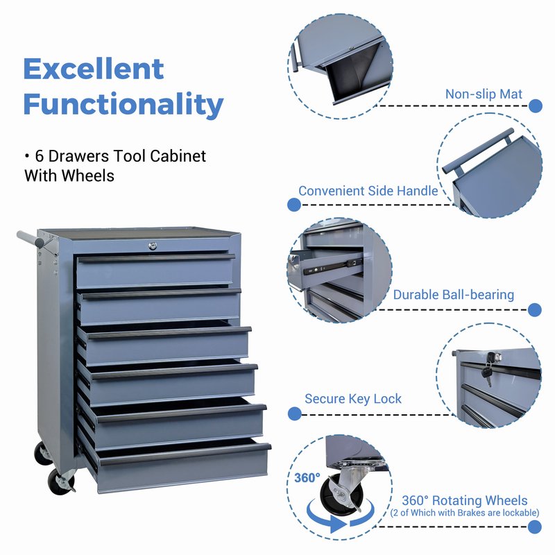 Rolling Metal Tool Chest with 6 Drawers, photo 3 of 10
