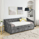 Upholstered Tufted Daybed With 2 Drawers, Waved Arms by HouseOfZazla