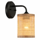 Reef - Single Lights Wall Sconce With Natural Shade Rustic Wicker Wall Light - Black / Rattan by HouseOfZazla