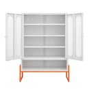 Modern Metal Shoe Cabinet With DoublebSided Doors And Adjustable Partitions
