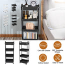 3 Tier Rolling Utility Cart Movable Storage Organizer with Drawer Lockable Wheels 360 Degree Rotatable Hallow Design for Bedroom Bathroom Kitchen