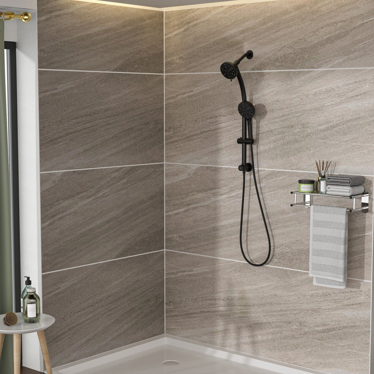 Multi Function Dual Shower Head System With 4.7" Rain Showerhead, 8 Function Hand Shower, Adjustable Slide Bar, photo 24 of 25