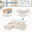 Modular Sectional With Arched Armrests, Includes 3 Back Cushions & 2 Throw Pillows by HouseOfZazla