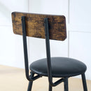 Rustic Brown Round Bar Table And Stool Set With Shelf, Upholstered Stool With Backrest - Antique Brown by HouseOfZazla