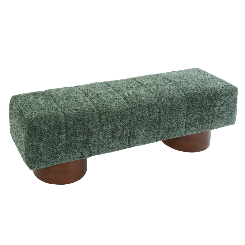 Green Boucle Upholstered Indoor Dining Bench, photo 6 of 10
